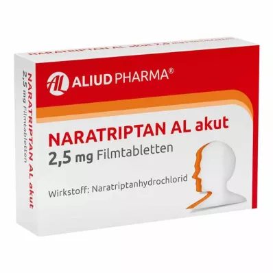 NARATRIPTAN AL akutt 2,5 mg filmdrasjerte tabletter, 2 stk NARATRIPTAN AL akutt 2,5 mg filmdrasjerte tabletter, 2 stk