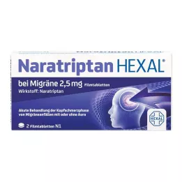 NARATRIPTAN HEXAL for migrene 2,5 mg filmdrasjerte tabletter, 2 stk