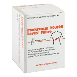 PANKREATIN 20 000 Laves Micro gastroresistente harde kapsler, 50 stk