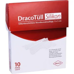 Dracotull Sil.5x5 cm silikonbestandig sårkontroll.Opplag, 10 stk