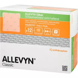 ALLEVYN Sølvskumblanding 9x11 cm ikke-klebende, 12 stk