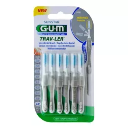 GUM TRAV-LER 2,0 mm lysegrå interdental + 6 kapper, 6 stk