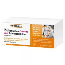 IBU-RATIOPHARM 400 mg akutte smertetabletter, filmdrasjerte tabletter, 50 stk