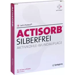 ACTISORB SILBERFREI 6,5x9,5 cm aktivert kull, 10 stk