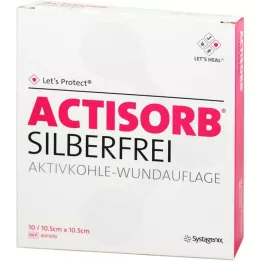 ACTISORB SILBERFREI 10,5x10,5 cm aktivert kull, 10 stk