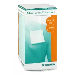 ASKINA Nonwoven kompress 10x10 cm ikke-steril 4-lags, 100 stk