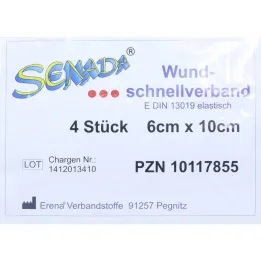 Senada hurtig sårbandasje 6x10 cm, 4 stk