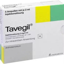 TAVEGIL Injeksjonsløsning 2 mg/2 ml ampuller, 5X2 ml