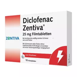 DICLOFENAC Zentiva 25 mg filmdrasjerte tabletter, 10 stk