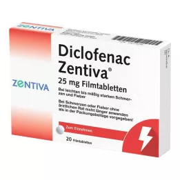 DICLOFENAC Zentiva 25 mg filmdrasjerte tabletter, 20 stk