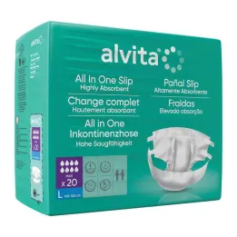 Alvita Alt-i-ett inkontinensbukse maxi stor natt, 20 stk