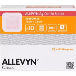 ALLEVYN Ag Gentle Border 7.5x7.5 cm Wound Association, 10 stk