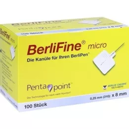 BERLIFINE Micro kanyle 0,25x8 mm, 100 stk