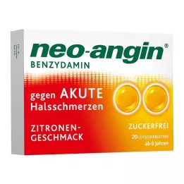 NEO-ANGIN Benzydamin akutt sår hals sitron, 20 stk