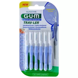 GUM TRAV-LER 0,6 mm stearinlys lyseblå interdentalbørste, 6 stk