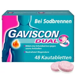 GAVISCON Doble 250 mg/106,5 mg/187,5 mg tyggetabletter, 48 stk