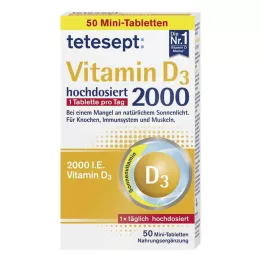 TETESEPT Vitamin D3 2000 filmdrasjerte tabletter, 50 stk