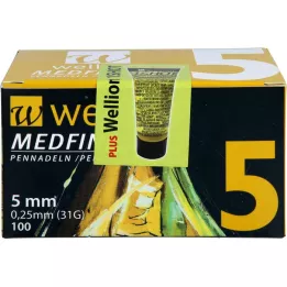 WELLION MEDFINE pluss penn nåler 5 mm, 100 stk