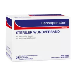 HANSAPOR steril sårbandasje 6x7 cm, 25 stk