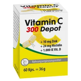 Vitamin C 300 depot + sink + histidin + D kapsler, 60 stk