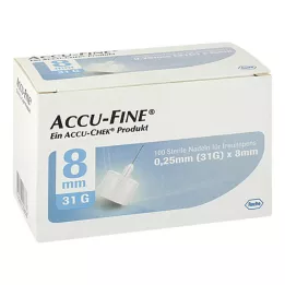ACCU FINE sterile nåler til insulinpenner 8 mm 31 G, 100 stk