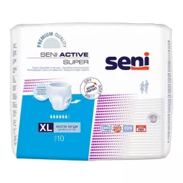 SENI Active Super Incontinence Briefs Disposable XL, 10 stk