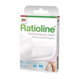 RATIOLINE Sårbandasje 7x5 cm steril, 5 stk