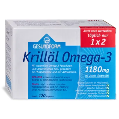 GESUNDFORM Krill olje 1180 mg Antarktis kapsler, 120 kapsler