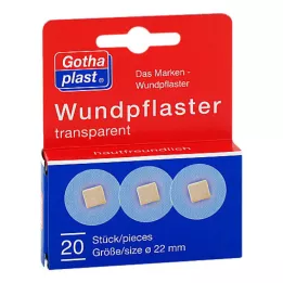 GOTHAPLAST Sårplaster 2,2 cm gjennomsiktig, 20 stk