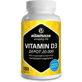 VITAMIN D3 20 000 IE Depot høydosetabletter, 180 stk