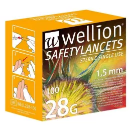 WELLION Sikkerhetslansetter 28 G sikkerhets-engangslansetter, 100 stk