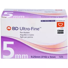 BD ULTRA-FINE Pennåler 5 mm 31 G 0,25 mm, 105 stk