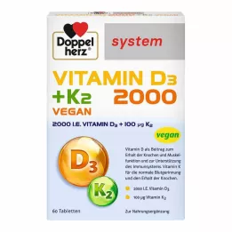 DOPPELHERZ Vitamin D3 2000+K2 systemtabletter, 60 stk