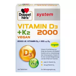 DOPPELHERZ Vitamin D3 2000+K2 systemtabletter, 120 stk