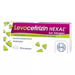 LEVOCETIRIZIN HEXAL for allergi 5 mg filmdrasjerte tabletter, 6 stk