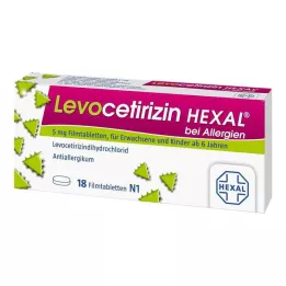 LEVOCETIRIZIN HEXAL for allergi 5 mg filmdrasjerte tabletter, 18 stk