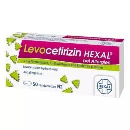 LEVOCETIRIZIN HEXAL for allergi 5 mg filmdrasjerte tabletter, 50 stk