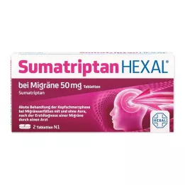 SUMATRIPTAN HEXAL for migrene 50 mg tabletter, 2 stk