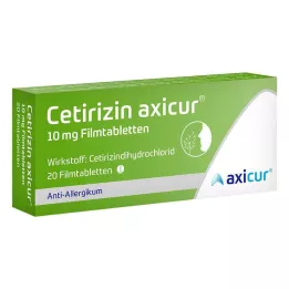 CETIRIZIN axicur 10 mg filmdrasjerte tabletter, 20 stk