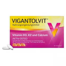 VIGANTOLVIT Vitamin D3 K2 Kalsium filmdrasjerte tabletter, 30 stk