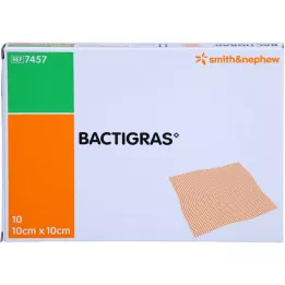 BACTIGRAS antiseptisk parafingasbind 10x10 cm, 10 stk