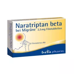 NARATRIPTAN beta for migrene 2,5 mg filmdrasjerte tabletter, 2 stk