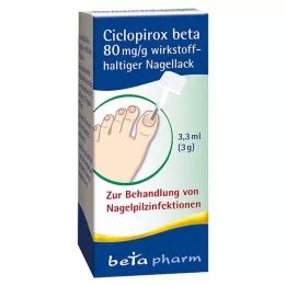 CICLOPIROX beta 80 mg/g aktiv ingrediens neglelakk, 3,3 ml