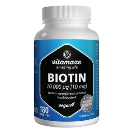 BIOTIN 10 mg høydose veganske tabletter, 180 stk