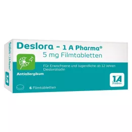 DESLORA-1A Pharma 5 mg filmdrasjerte tabletter, 6 stk