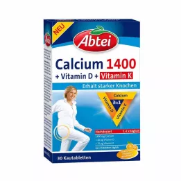 ABTEI Kalsium 1400+Vitamin D3+K tyggetabletter, 30 stk