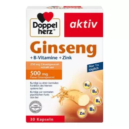 DOPPELHERZ Ginseng 250+B-vitamin+sinkkapsler, 30 stk