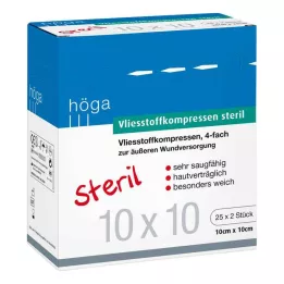 VLIESSTOFF-KOMPRESSEN steril 10x10 cm firedobbel, 25X2 stk