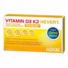 VITAMIN D3 K2 Hevert pluss Ca Mg 1000 IE/2 kapsler, 60 stk