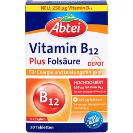 Abtei Vitamin B12 pluss folsyre depot tabletter, 30 stk